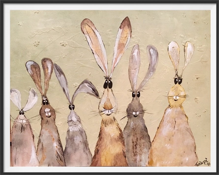 Die Hasenbande- Das Werk entstand nach einer Vorlage aus dem INternet; Künstler unbekannt) - tierisch unernst