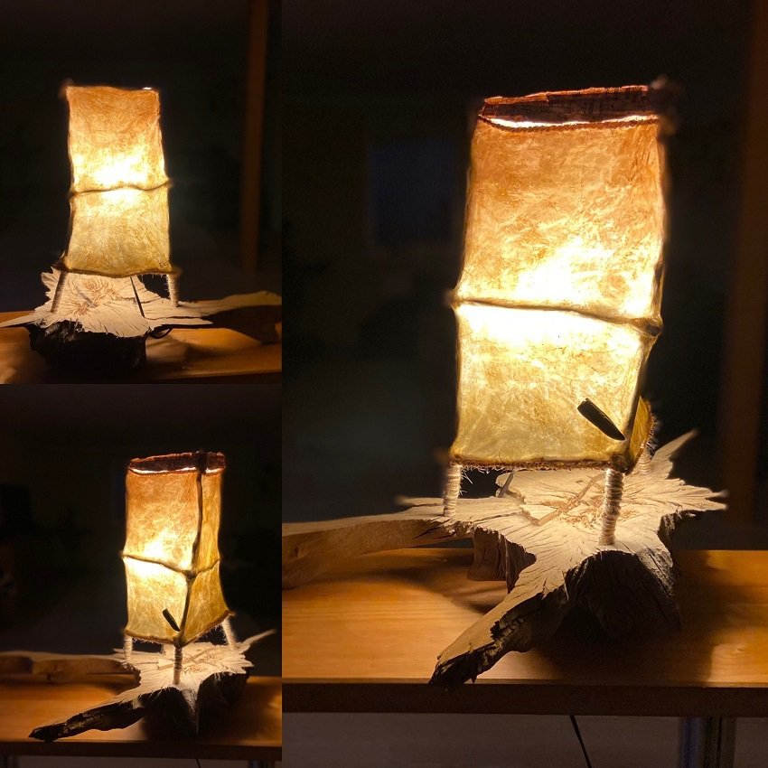 Lichtskulptur auf gestrahltem Eichenholz (nicht mehr verfügbar) - Lichtskulpturen