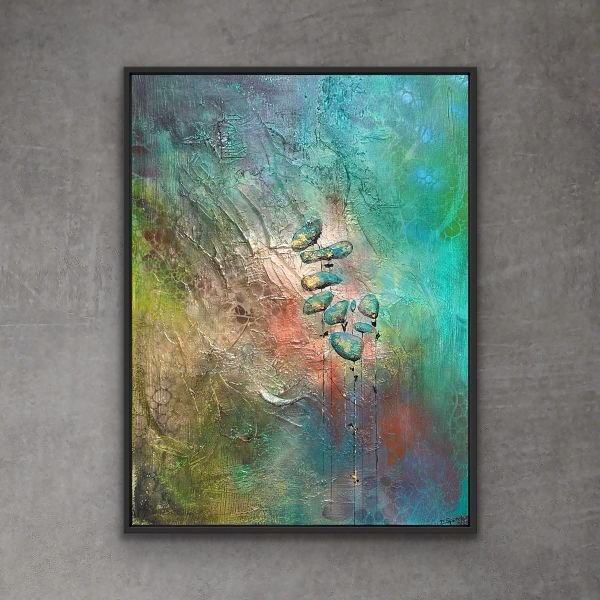 "Muschelblüten",2025;  80 x 60 cm, gerahmt, Preis: 990,- - Werke